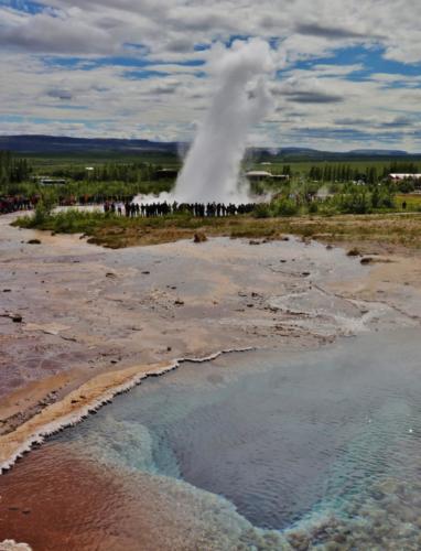 Strokkur erupting for the tourists