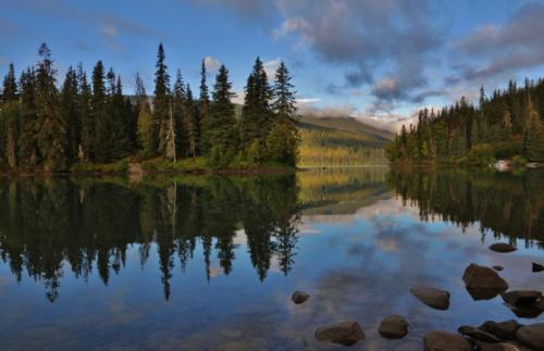 Morning reflections on Meziadin Lake, BC