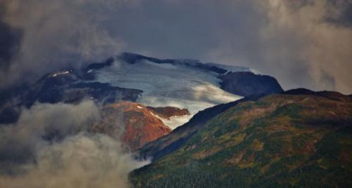 Sunrise on a glacier near Meziadin Lake, BC